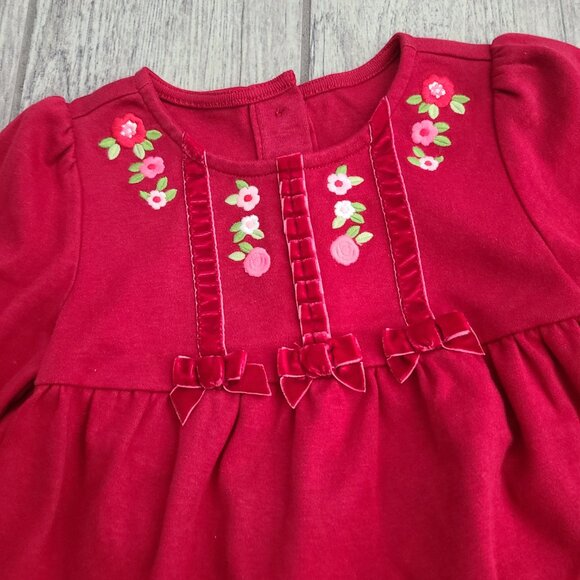 Gymboree Red Long Sleeve Dress with Floral Embroidery - Picture 4 of 8